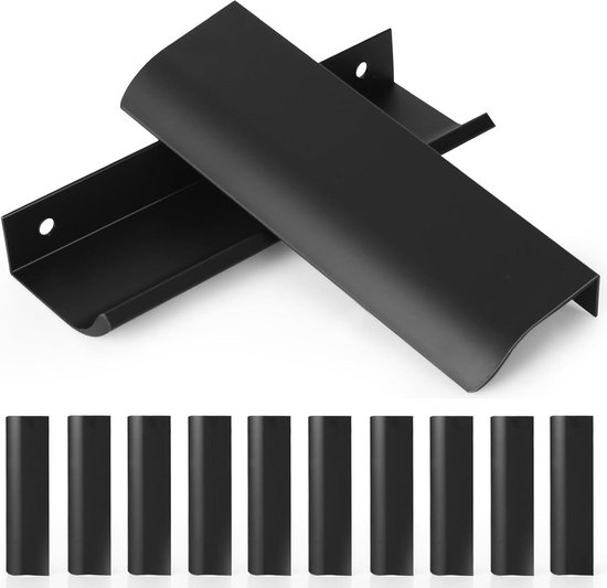 5 Stuks Zwarte Meubelgrepen, 150mm Verborgen Kastgrepen Keukengrepen Zwart, Aluminiumlegering Ladehandgrepen voor Kastdeuren Garderobe Deurhandgrepen Ladehandgrepen, met Schroeven