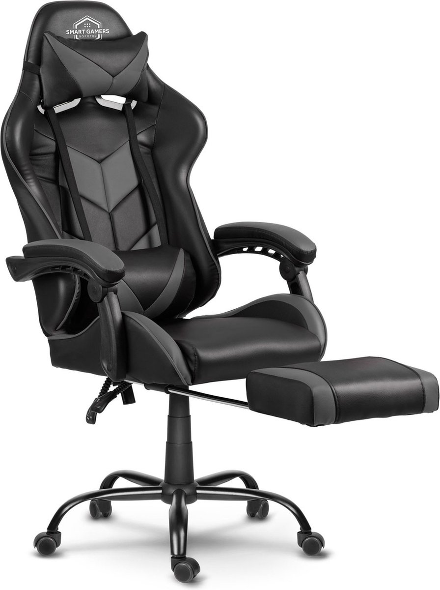 Sofotel Cerber Gaming Stoel – Zwart/Grijs – Ultiem Comfort met Voetensteun