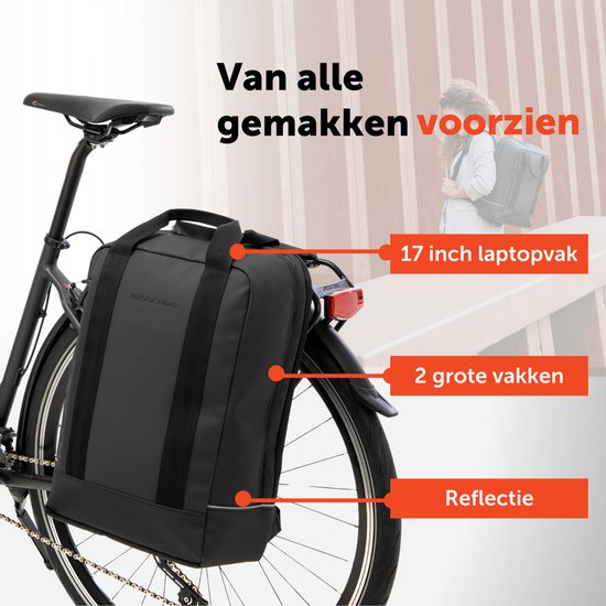 New Looxs Odense Nevada Backpack - Fietsrugzak - Rugzak met Laptop Compartiment - Fietstas van Waterdicht Polyester - 17 inch laptopvak - Zwart van New Looxs — afbeelding 5
