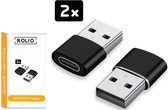 Rolio USB-A naar USB-C adapter - 2 Stuks