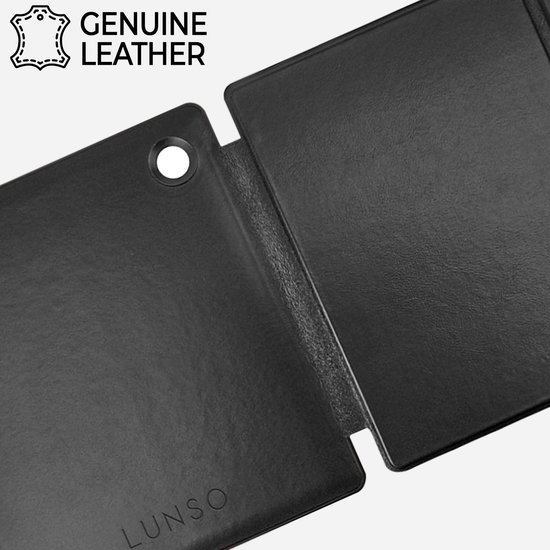 Lunso Geschikt voor Kobo Libra Colour hoes (7 inch) - echt leren sleepcover - Zwart van Lunso — afbeelding 2