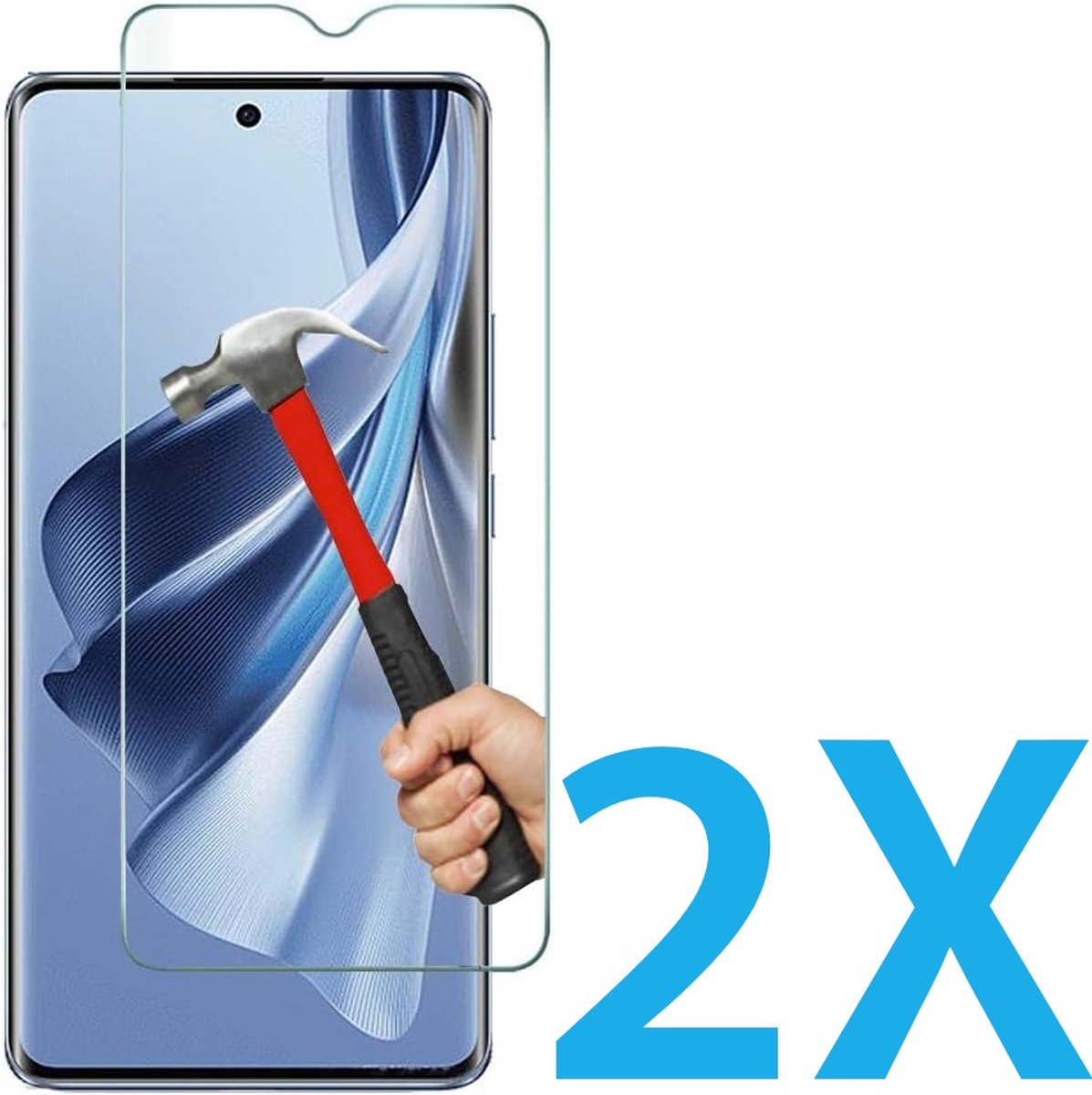 Glasplaatje Geschikt voor: OPPO Reno 10 - 2x Screenprotector - screen protector - glas - bescherm - beschermglas