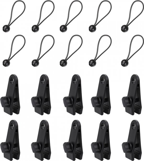Zeilclip Set - Zeilklemmen - 30 Stuks - Kamperen - Zeilclips - Zeilringen - Tentklemmen - Doekklem Quick clip - kogelzeilbevestigingsclips - karabijnhaken voor luifels - voor Tarpaulins, Kamperen, Caravans, Picknicks van Adsolero — afbeelding 2