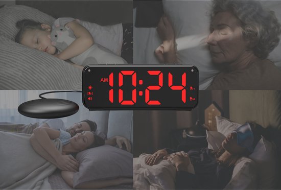 JHust Wekker voor Slechthorenden - Dovenwekker - Wekkerradio voor Doven