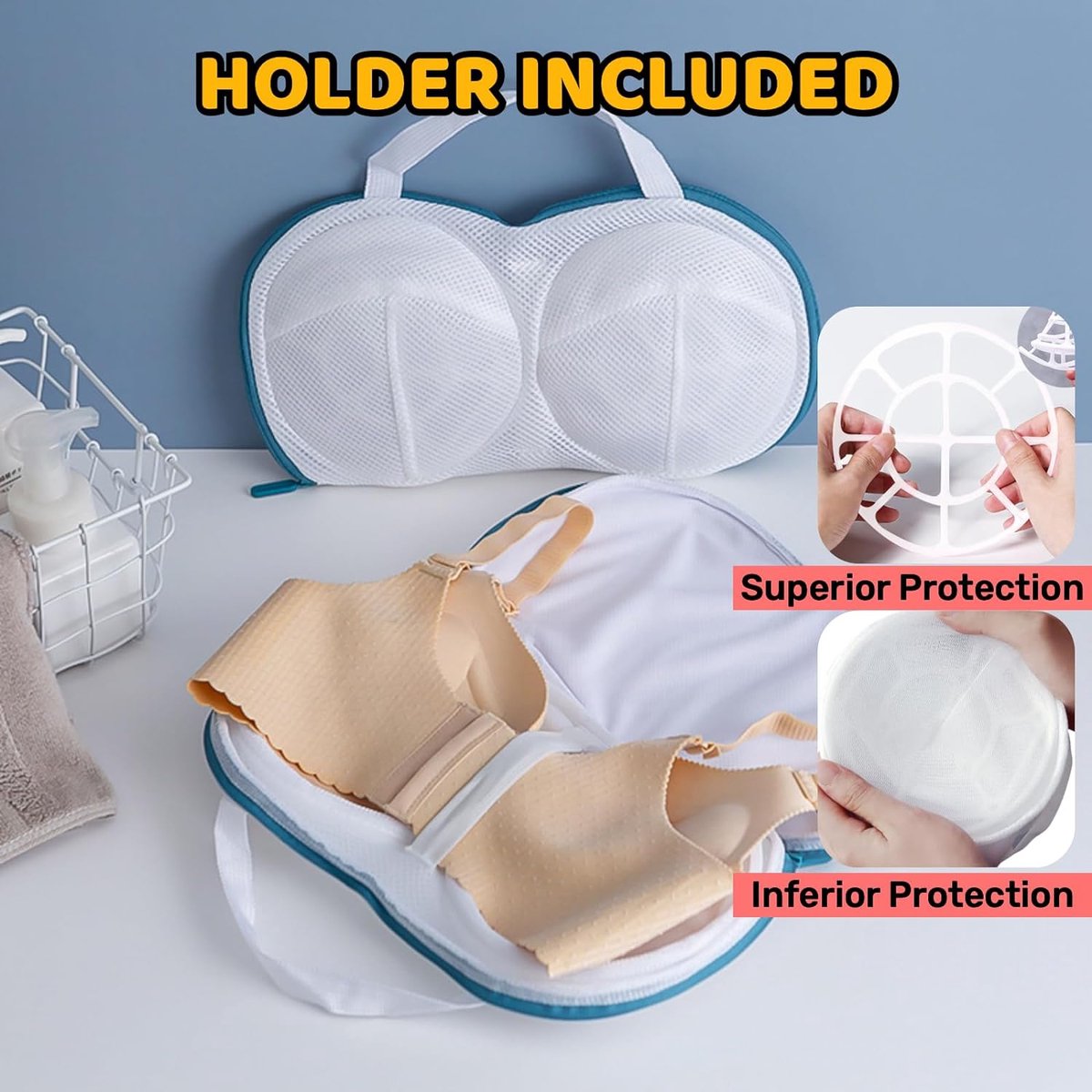 3x Bh Waszakken - Bh Wasnetje Voor Wasgoed - Anti-Vervorming - Waszakje Lingerie - Premium Lingerie Waszakje - 19x35cm - Met Rits - Waszak Bh - Delicaat Wasgoed - Waszak - Wasgoed - Waszakje Laundry Bag - Wasnet - Wasmachine - Geschikt Voor A-C-cup — afbeelding 6