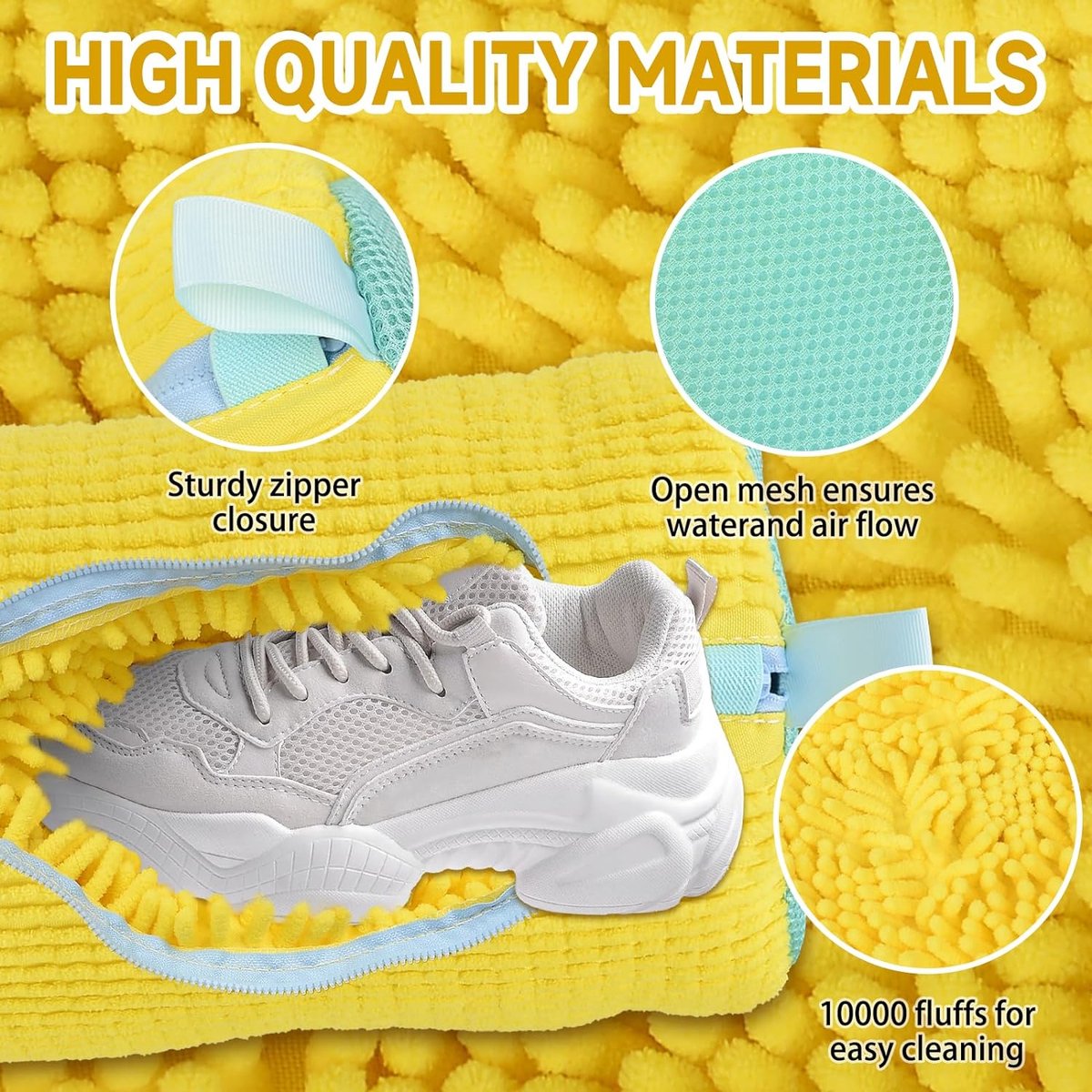 Waszak - Wasnet Voor Schoenen - Herbruikbaar - Waszak Voor Schoenen - Schoenen Waszak - 39 x 19 Cm - Netje Anti-Vervorming - Delicaat Wasgoed - Schoen Wassen - Schoenenwaszak - Wasgoed - Wasmachine - Schoenen / Sneakers - Met Rits En Hangende Ring — afbeelding 2