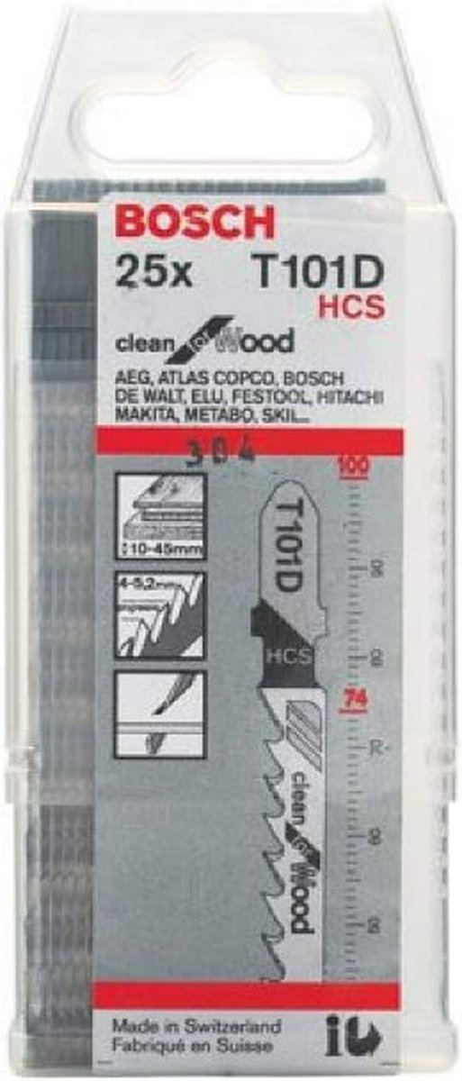 Bosch - Decoupeerzaagblad T 101 D Clean for Wood - 25 stuks