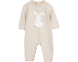 Minora gebreide unisex boxpakje- Baby jongens en meisjes- Maat 62- 1/3 maanden-Newborn overalls winter- Konijn patroon romper- Beige-Kraamcadeau – Babyshower Cadeau- Sinterklaas