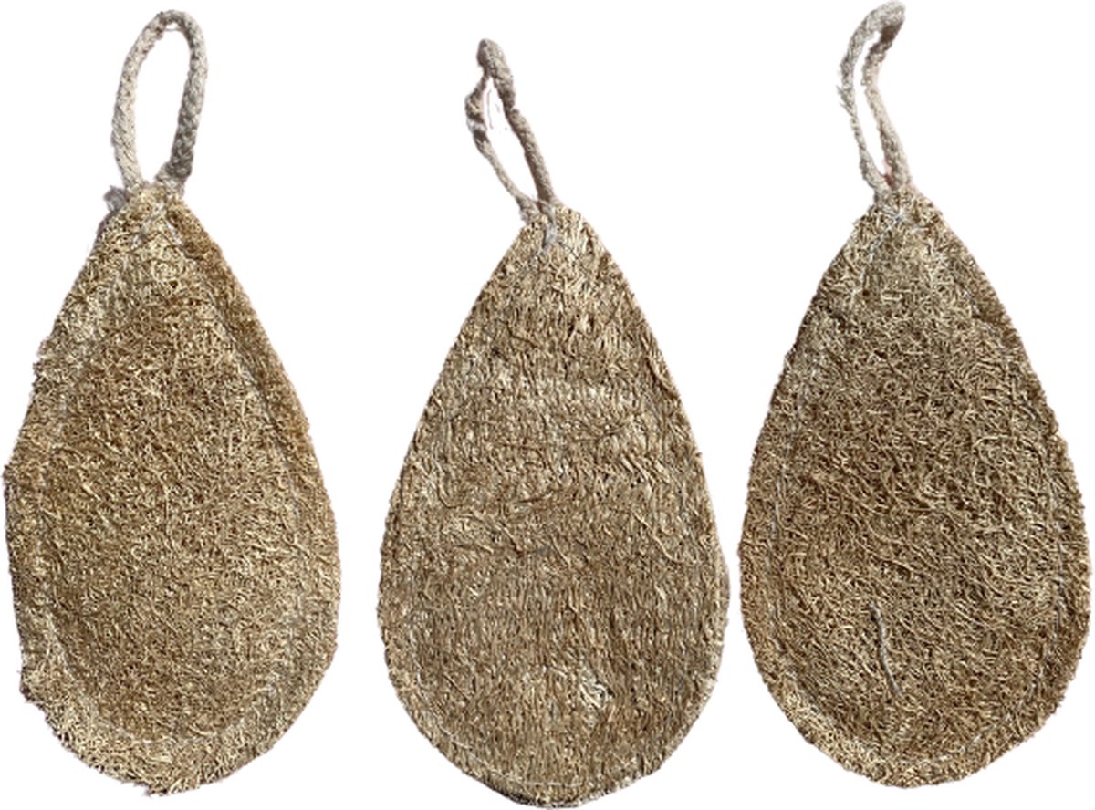Goedkoopste green-goose Loofah Keukenspons Druppel | Set van 3 | Biologisch Afbreekbaar | Bio Schuurspons
