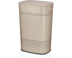 Wasmand, Met Zitdeksel, 60 L, RVS met Poedercoating, Beige - Kela | Malaga