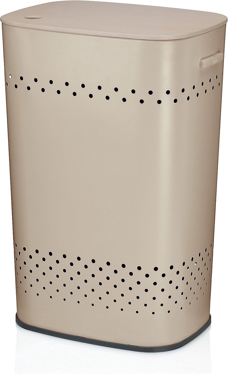 Wasmand, Met Zitdeksel, 60 L, RVS met Poedercoating, Beige - Kela | Malaga