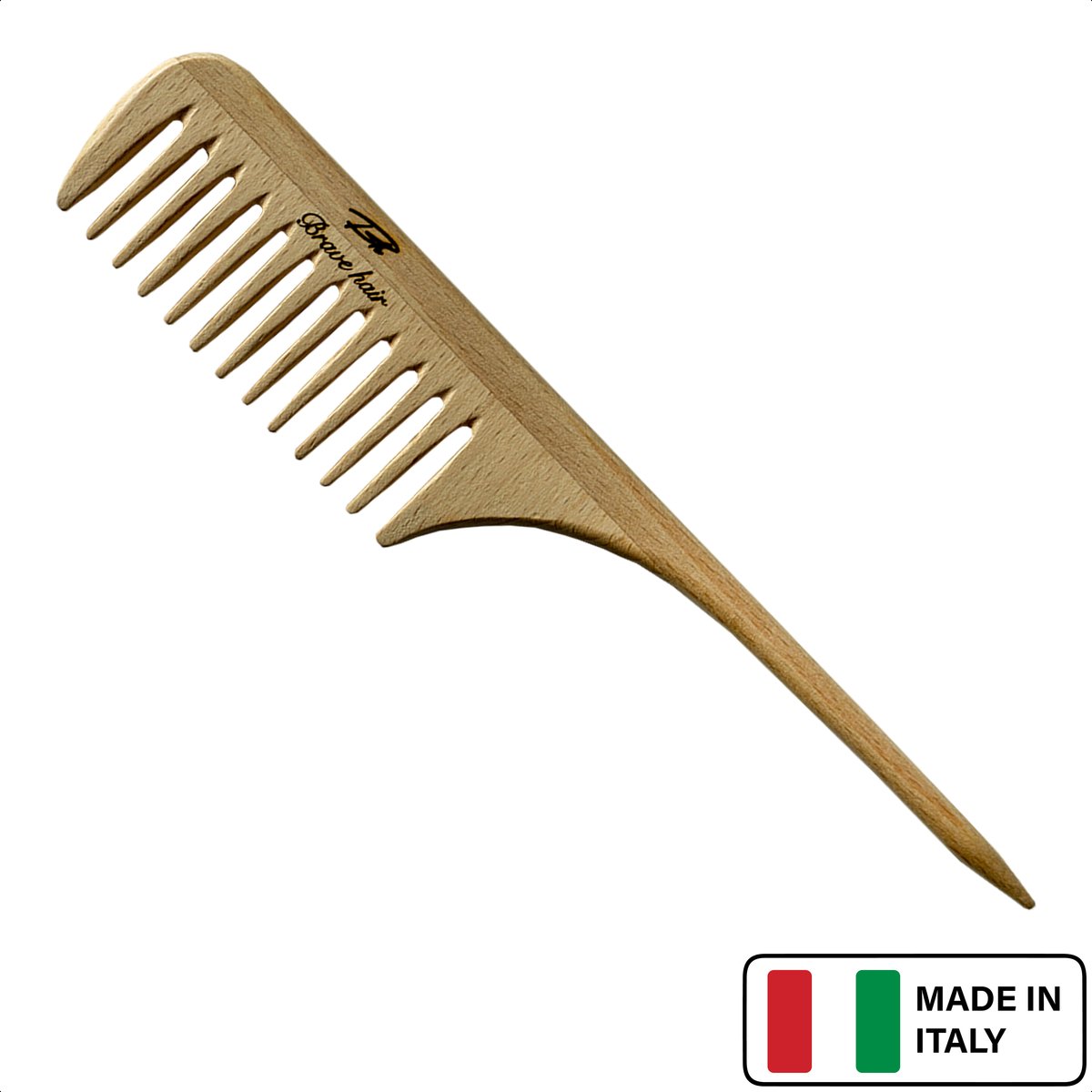 Bravehair Puntkam Houten Puntkam Haarverzorging Natuurlijk hout Handgemaakt in Italië Styling kam Gratis verzending Bekende merk