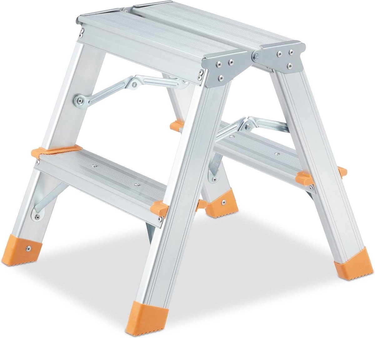 Dubbele trap inklapbaar tot 150 kg lichtgewicht huishoudtrap aluminium 2 treden