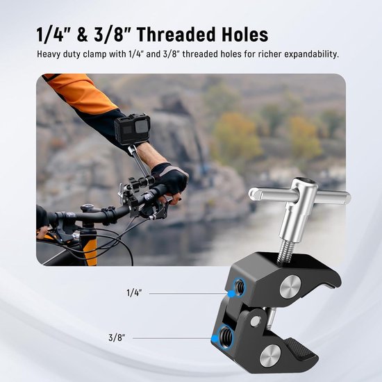 31 Inch Verstelbare Scharnierende Arm met 1/4 Inch 3/8 Inch Draad, 360