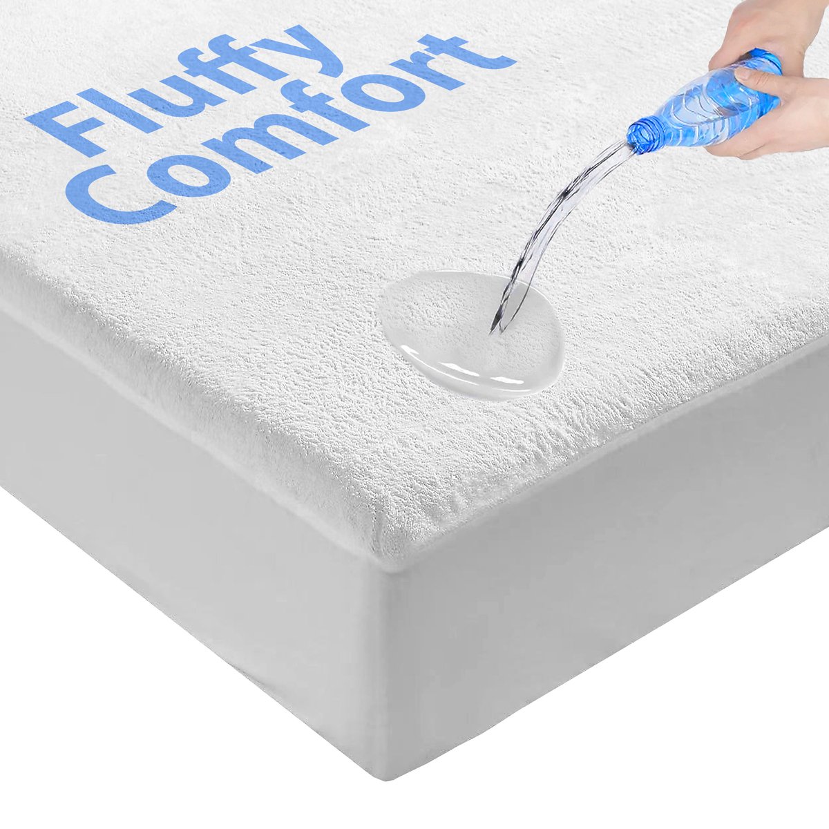 Fluffy Comfort Waterdichte Molton 90x200 - 250GSM - Luxueus en Super Zacht - Superzacht Donsgevoel - Ademend - Antibacteriëel - Rondom Elastiek - Waterdicht Fluffy Comfort Matras Beschermer Incontinentie Matrasbeschermer - Extra dik - 90 x 200cm