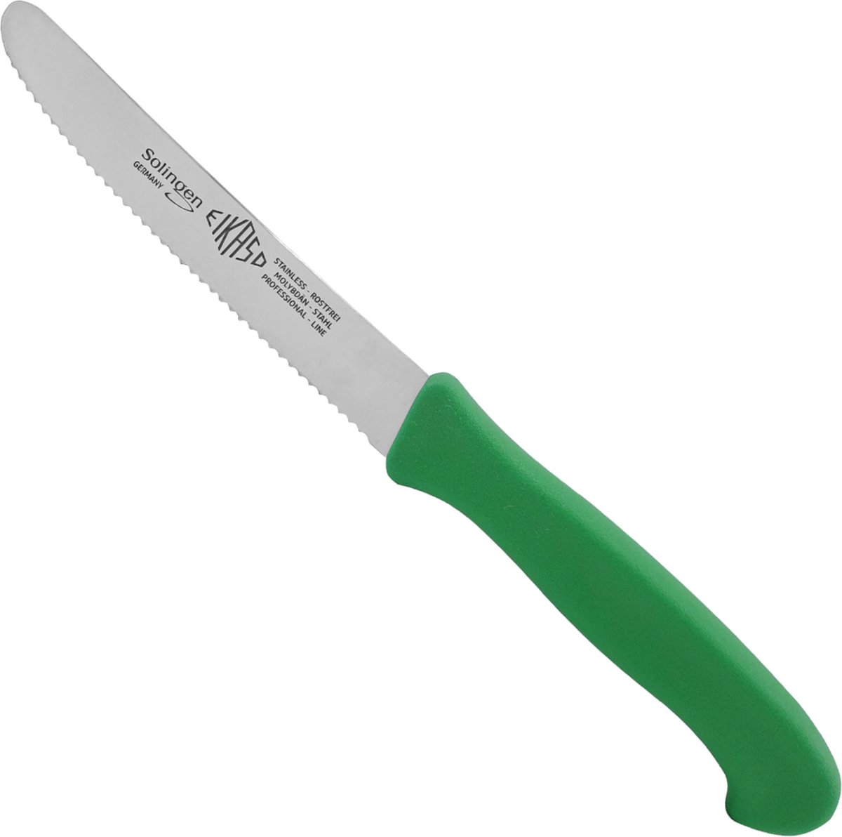 Eikaso Solingen Ontbijtmes – Gekarteld Lemmet – 11 cm – Groen – Voor Kaas en Worst