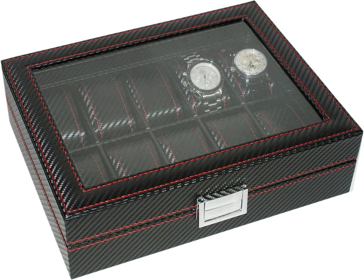 Koolstofvezel Guarda 12 horloges - Luxe Vitrine Box