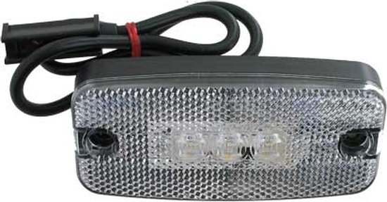 Wit LED-markeringslicht met kristallen structuur, 12/24V, met kabel.