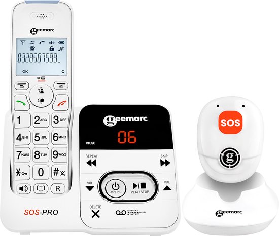 Olympia Senioren groottoetstelefoon vaste telefoon hoorapparaat compatibel grote SOS- en handsfree knoppen, zwart