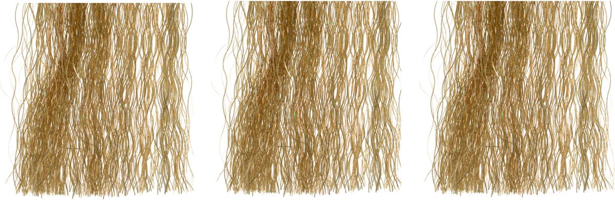 3x zakjes lametta golvend engelenhaar goud 50 x 40 cm - Tinsel/folie slierten - Kerstversiering/kerstboomversiering