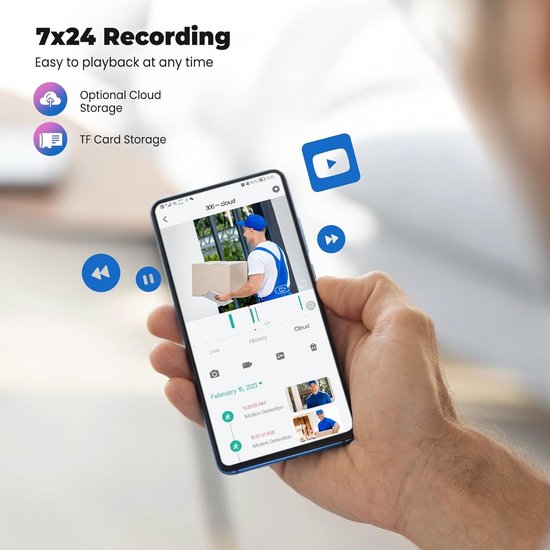 Beveilingscamera voor Buiten - IP Camera met 2 Weg Audio & 360° Zicht - Automatische Tracking - Nachtzicht in Kleur - Sirene Alarm — afbeelding 5
