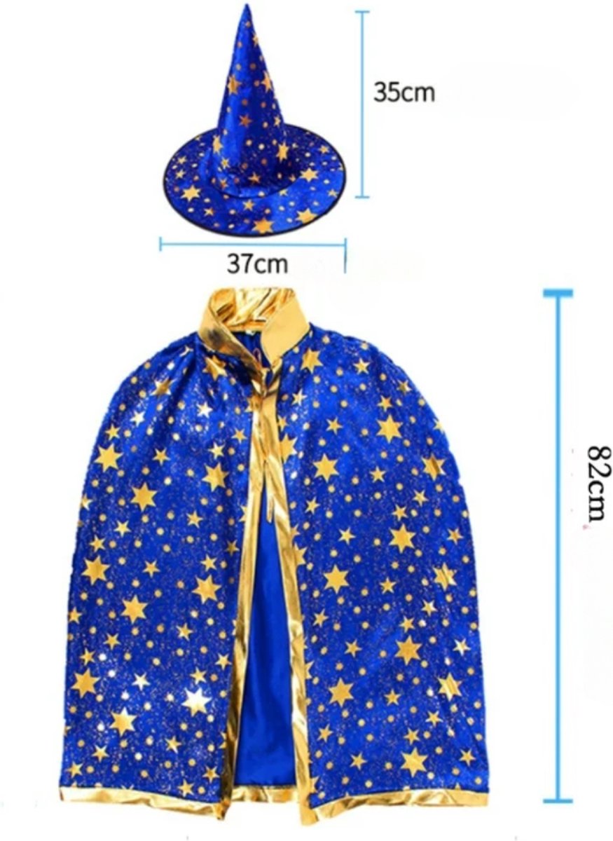 Joya Kids® Tovenaars Cape en Hoed Roze | Halloween Verkleedset als Tovenaar | Verkleedkleding | Cape en Muts set Merlijn | Roze — afbeelding 12