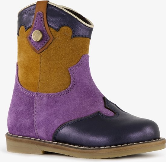 Groot suede meisjes cowboy western laarsjes paars Maat 21 Echt leer Uitneembare zool bol
