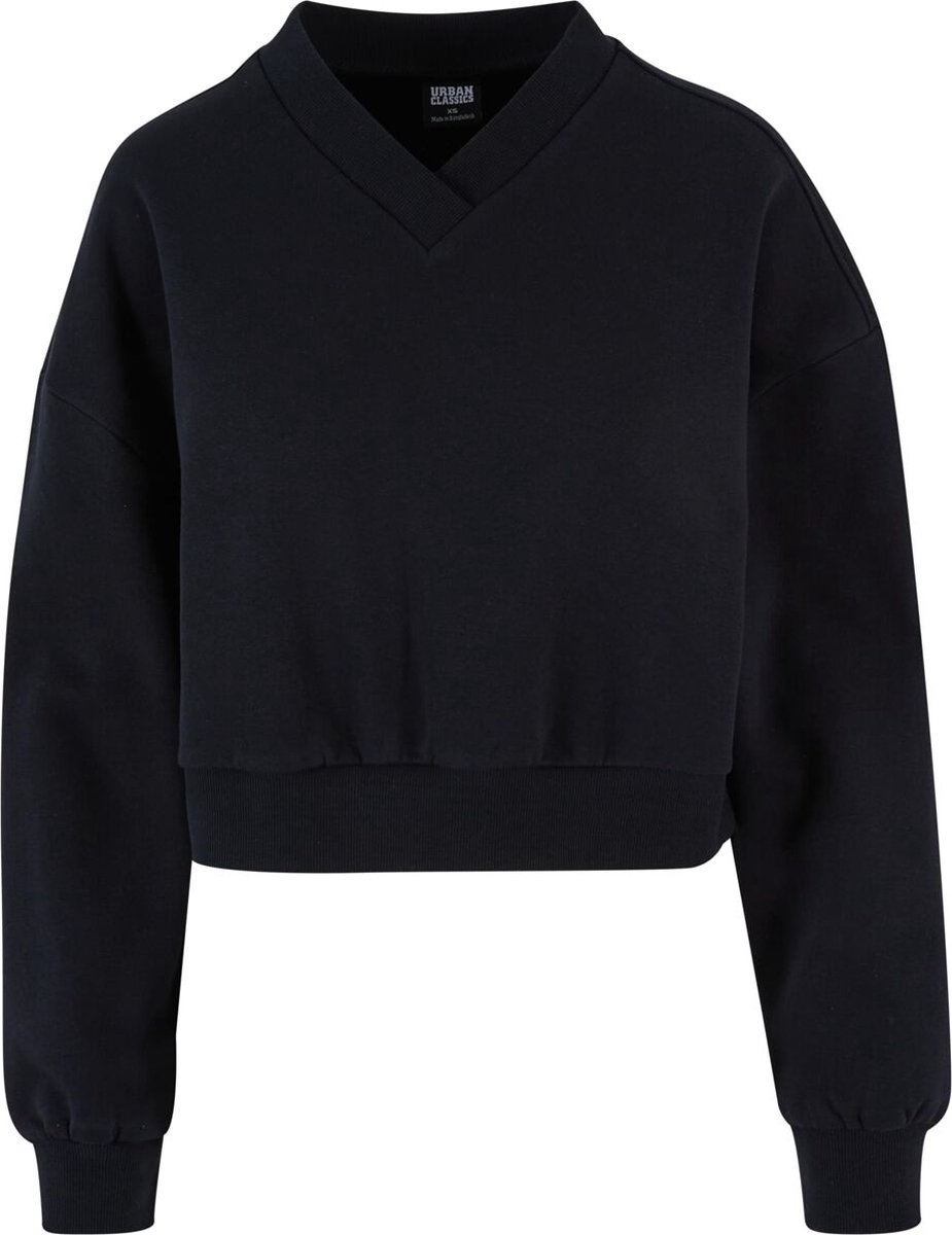 Urban Classics Ladies Cropped V-Neck Sweatshirts M Zwart