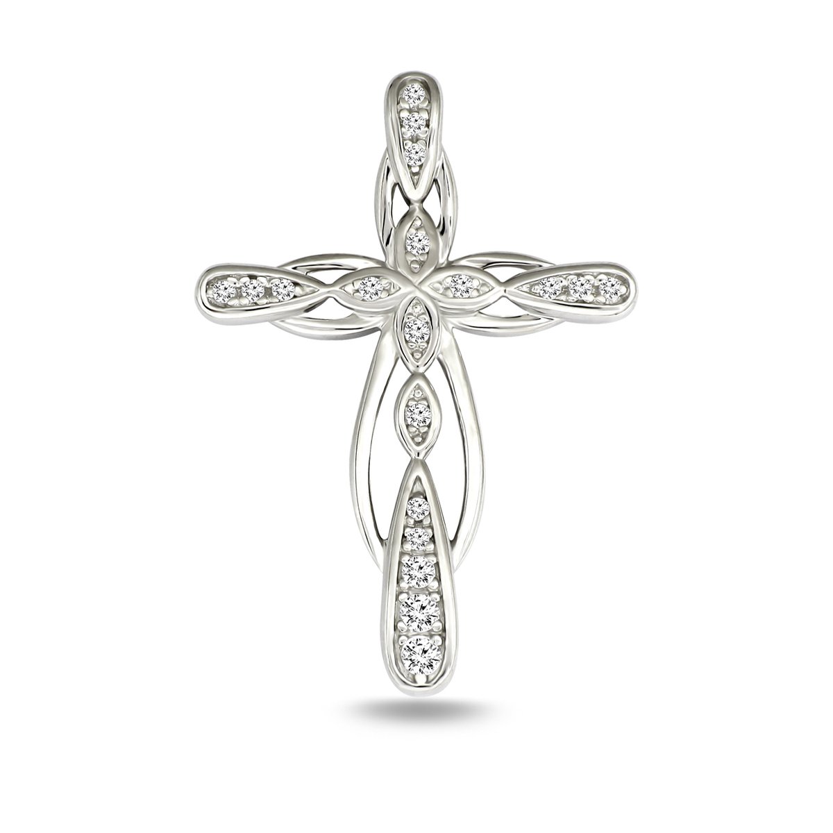 Juwelier Zwartevalk zilveren (gerhodineerd) kruis hanger met zirkonia - 24.298