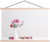 Posterhanger avec affiche - Affiche scolaire - Chrysanthèmes - Rose - Nature morte - 120x80 cm - Lattes vierges
