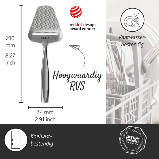 Boska Kaasschaaf Monaco+ - Design kaasschaaf - Award winnaar - Kaasschaaf voor harde kaas - RVS - Vaatwasserbestendige kaasschaaf - Cadeautip - Keukengerei - Keuken accessoires - Levenslange garantie