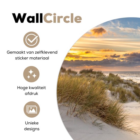WallCircle - Papier peint cercle - Papier peint autocollant - Plage - Mer - Soleil - Dune - Décoration d'intérieur - 120x120 cm - Papier peint autocollant - Papier peint rond - Décoration murale cercle - Papier peint cercle