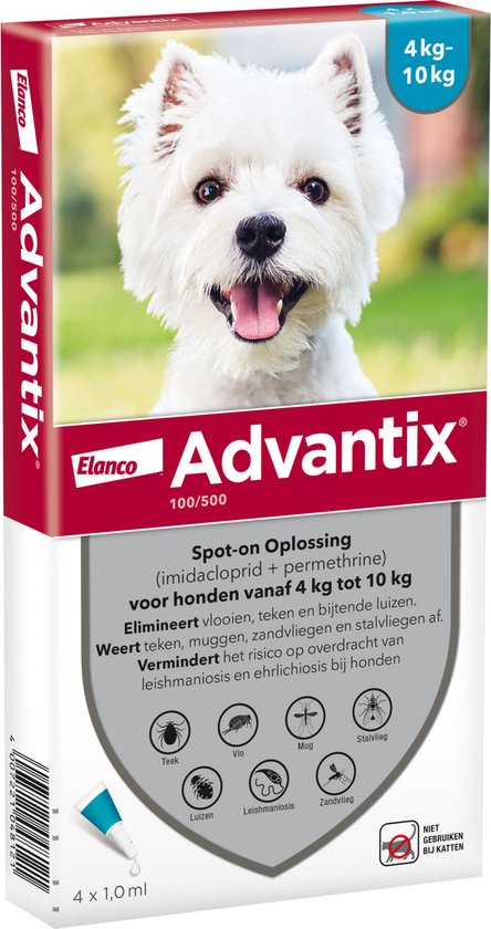 Bayer Advantix Vlooien & Teken Pipetten - Hond 4 tot 10 kg - 4 stuks