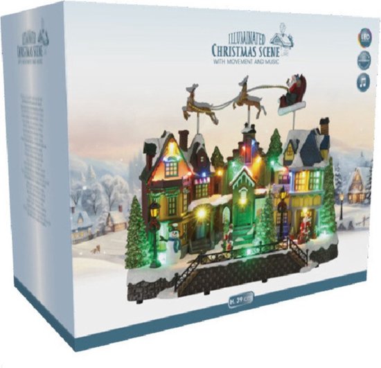 Christmas Decoration Kerstdorp kerst tafereel - huis - led verlichting en beweging