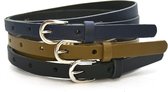 Set van 3 riemen - 1,5 cm smalle riemen - damesriem 100% leder - Maat 85 - Totale lengte 100cm