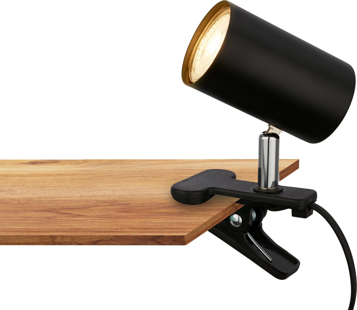 Briloner Klem - Bureaulamp - 2766015 - Zwenkbaar - Pinçable - Trekschakelaar - Stekkerbediening - 16,5 x 6,5 x 12 cm - Zwart