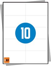 Wit vel met 10 labels, een blauwe cirkel met het cijfer 10 in het midden. DULA logo rechtsonder.