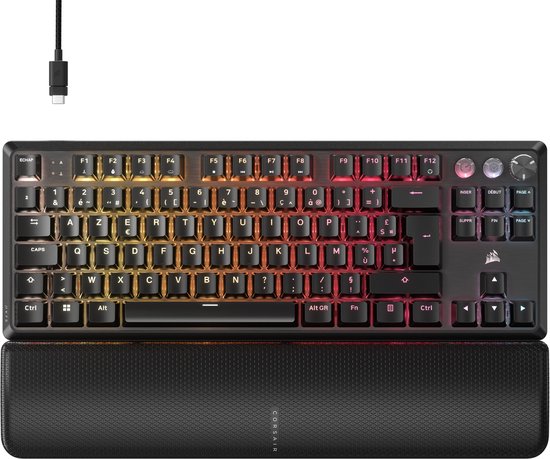 Corsair K70 PRO TKL Clavier Gaming Mécanique Magnétique Tenkeyless - FR Azerty - Rétroéclairage LED RGB - Corsair MGX v2 - Noir