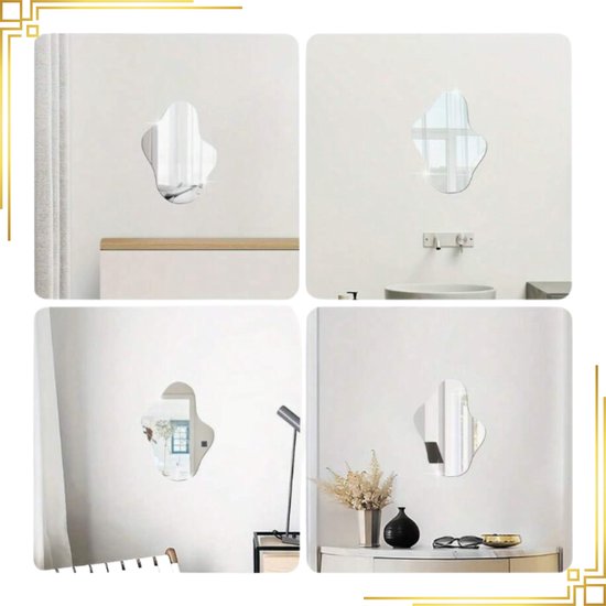WallWraps® - Plakspiegel - Unieke vorm - 30 x 22cm - Zelfklevende Spiegel - Buigbaar - Deurspiegel klevend - Wanddecoratie