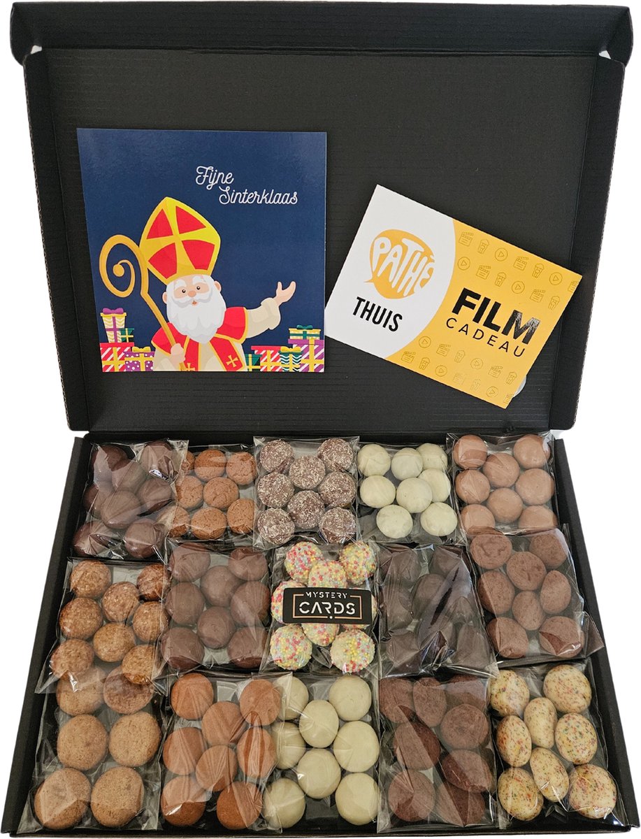 Pepernoten Proeverij Pakket extra groot | Combinatie van verschillende smaken (chocolade) kruidnoten met cadeaukaart Pathé thuis