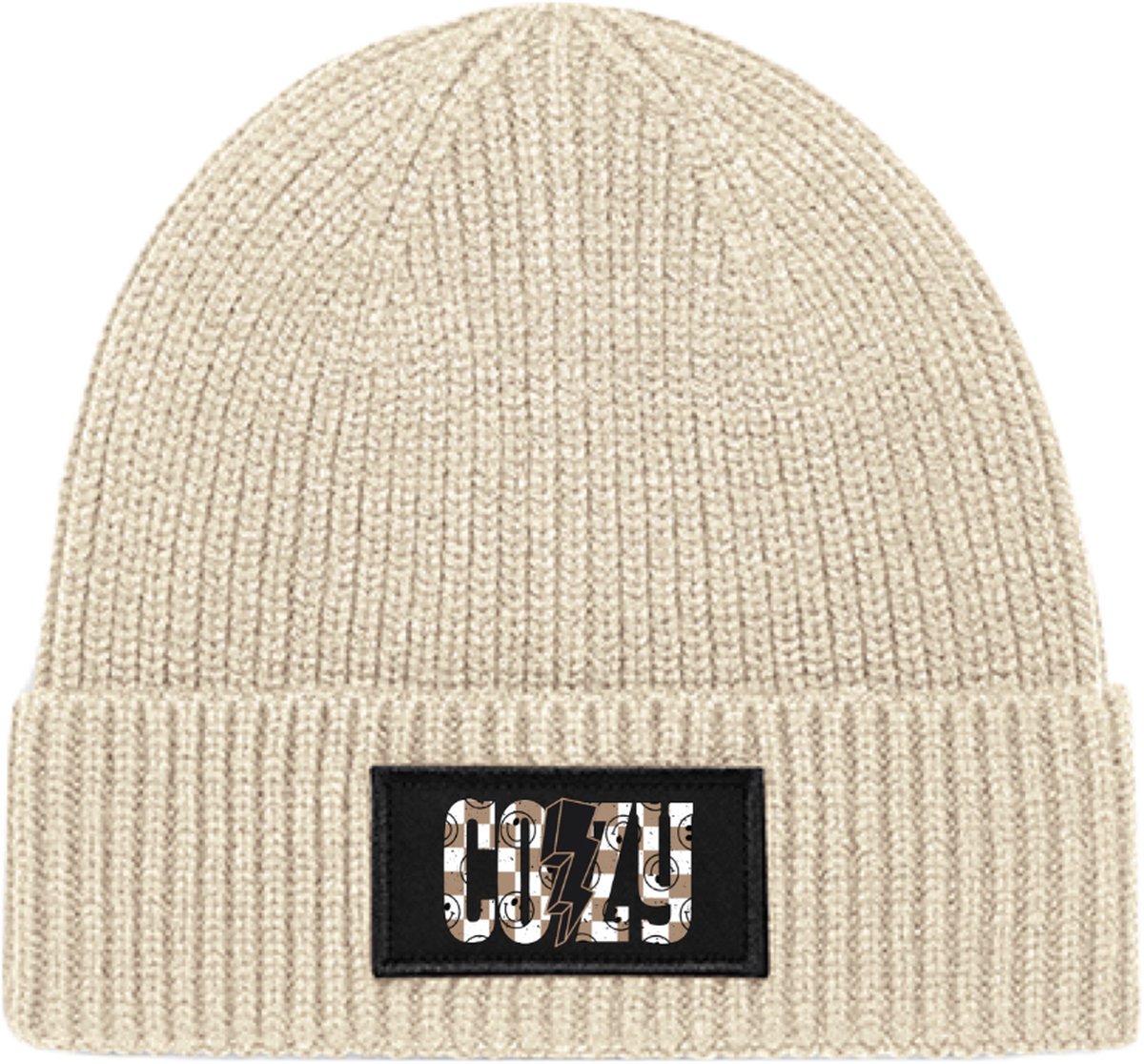 Dames muts-one size-wintersport-warme dames muts-cozy smiley-Beige