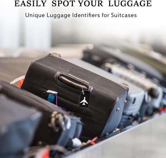 5-Pack siliconen bagagelabel voor koffers met roestvrijstalen lus, privacybescherming, reisbenodigdheden met labels - zwart