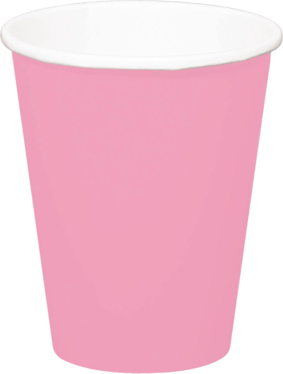Folat Feest drinkbekers - 32x stuks - roze - papier - 350 ml - verjaardag/party