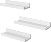 MIRA Home - Wandplanken - Wandplank - Boekenplank - Fotolijstplank - Set van 3 - Wit - 10x38x5