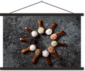 Posterhanger incl. Poster 90x60 cm - Schoolplaat - Lepel - Kruiden - Specerijen - Keuken - Industrieel - Textielposter - Zwarte latten