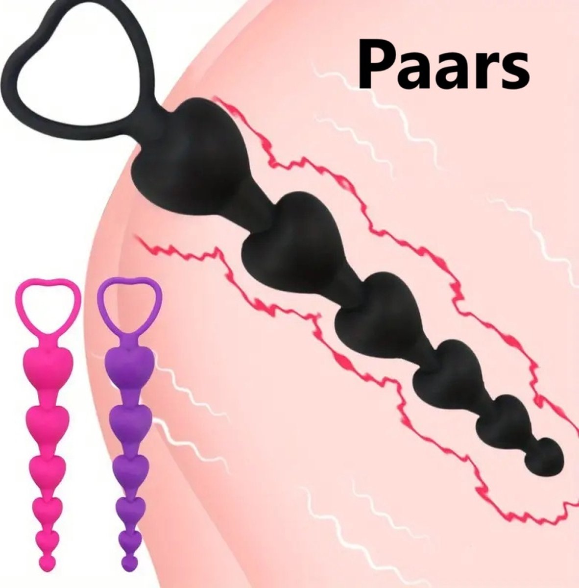 Goedkoopste Anal Beads I Hartvormige Anale Kralen I Buttplug I Anaal Plug I Butt Plug I Gevorderen I 15 CM Inbrenglengte I Siliconen I Paars