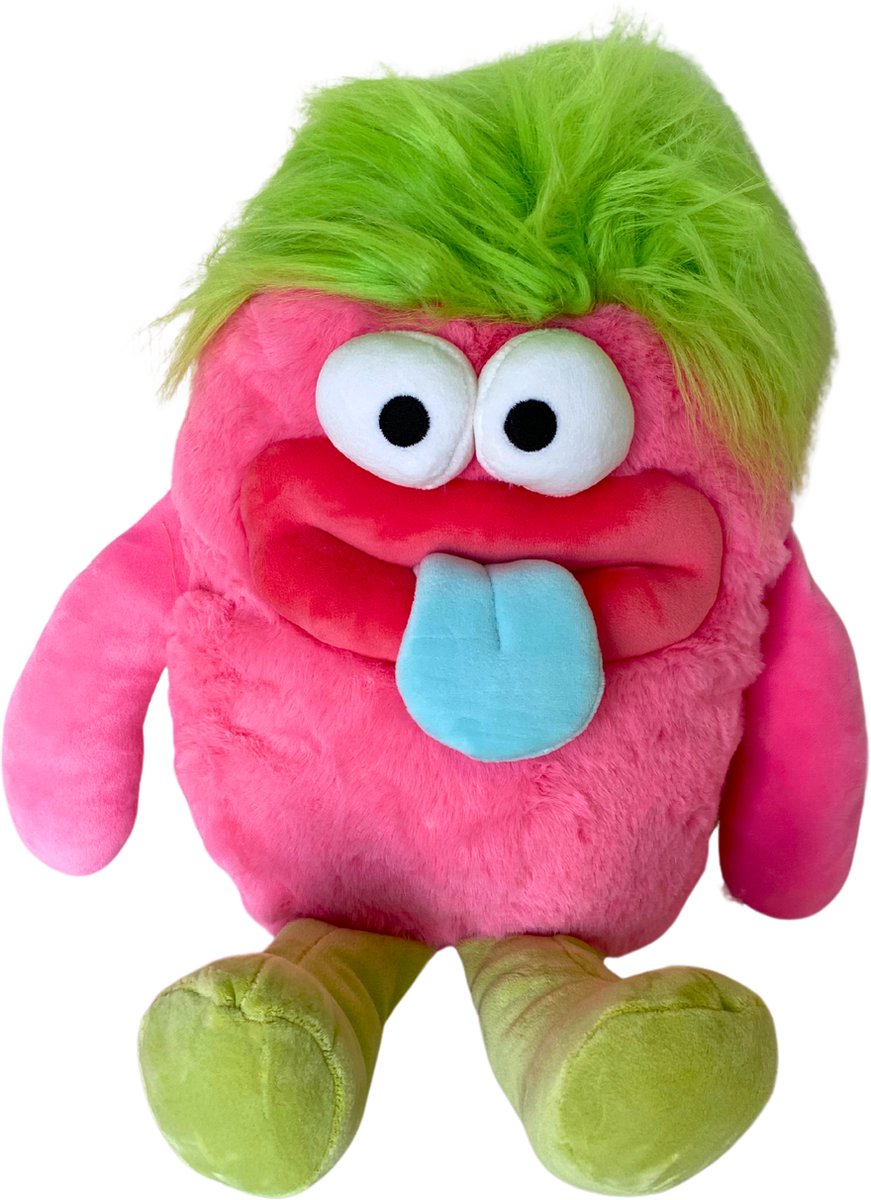 Dotti Bear & Friends - Monster pluche 30cm met magnetische tong en fluffy haar – Roze