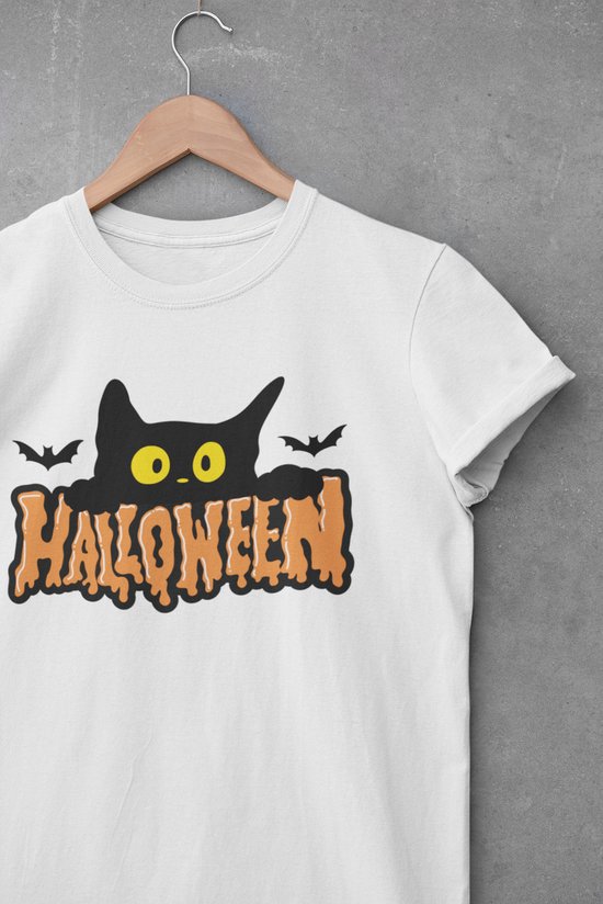 Foto: Shirt halloween wurban wear grappig shirt leuk cadeau unisex tshirt halloween kleding halloween shirt halloween queen pompoen shirt trick or treat wit