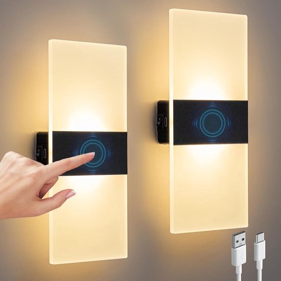 FULEN 4 Stück LED Wandleuchte Innen, Wandlampe mit 8000mAh Akku,Touch