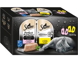 4x Sheba Perfect Portions Paté Katten Natvoer - 8x zalm - 8x kip